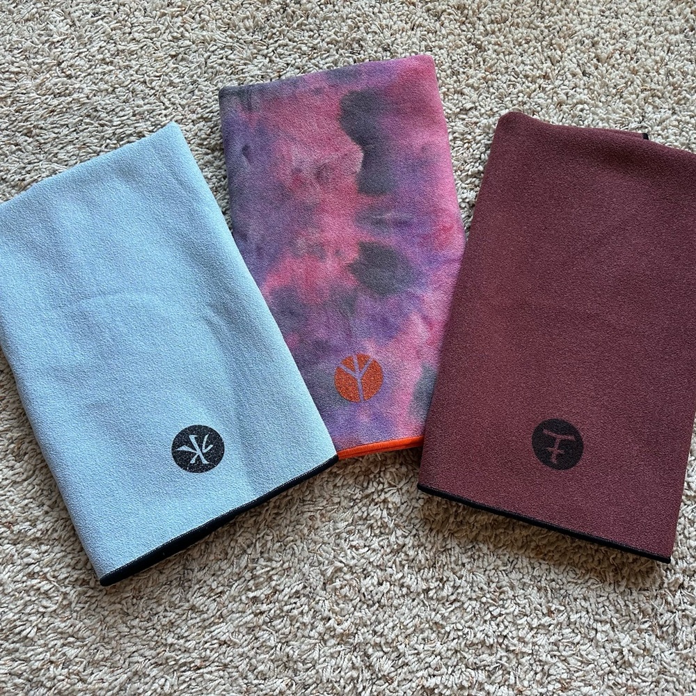 Yoga Mat Towels Set - Blue, Tie-Dye, Burgundy